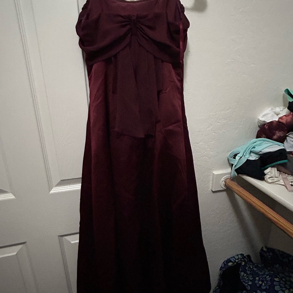 David's Bridal Deep Burgundy Maxi Dress